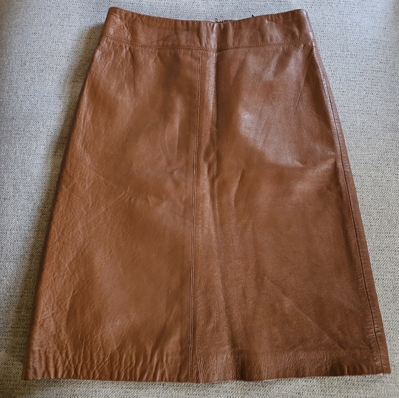 Brown Leather Skirt %100 Leather - Picture 4 of 5
